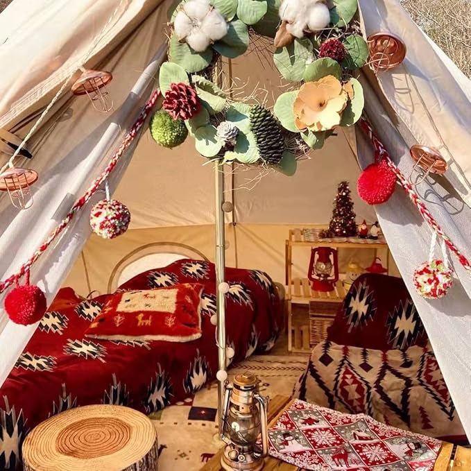 MC TOMOUNT Canvas Tent Bell Tent Yurt with Stove Jack Zipped Removable Floor for Glamping Truck Car Camping