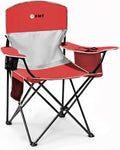 Portable Outdoor Folding Chair with Cup Holder &amp Cooler Bag - Breathable Mesh Wide Armrests Ergonomic Design for Camping Beach Backyard - Includes Storage Bag &amp Bottle Opener (Black/Green/