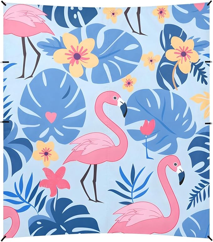 Flamingo Leaves Camping Sun Shelter Beach Tent Portable Beach Sun Shade Outdoor Canopy for Camping Trips Fishing Picnic