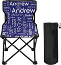 Sinestour Midnightblue Custom Folding Camping Chair for Teen Child Personalized Name 14.6×14.6in Portable Outdoor Chair with Carry Bag for Outside Picnic Lawn