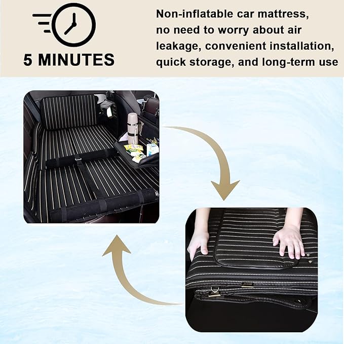 Heart Horse Non-Inflatable Car Mattress - Folding SUV Truck Back Seat Mattress for Travel Camping and Large Dog Car Seat Cover (with Adjustable Bracket)