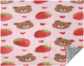 Throw Blanket Soft Cute Cartoon Brown Bear Strawberry Teen Girl Throw Blanket 50'' x 70''