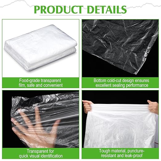 100 Pack Disposable Bun Pan Rack Covers 53x79 Clear Plastic Commercial Grade Food Safety Covers for Sheet Pans and Wire Racks