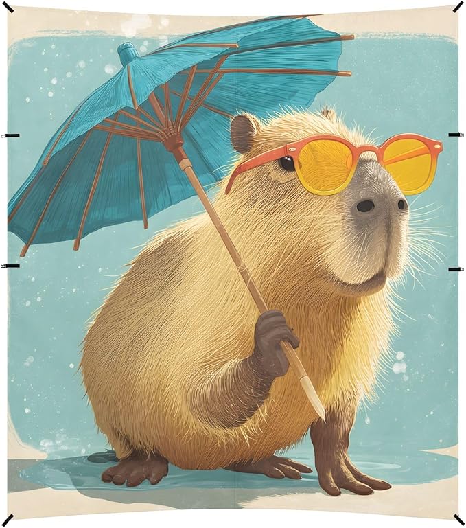 Capybara Umbrella Camping Sun Shelter Beach Tent Portable Beach Sun Shade Outdoor Canopy for Camping Trips Fishing Picnic