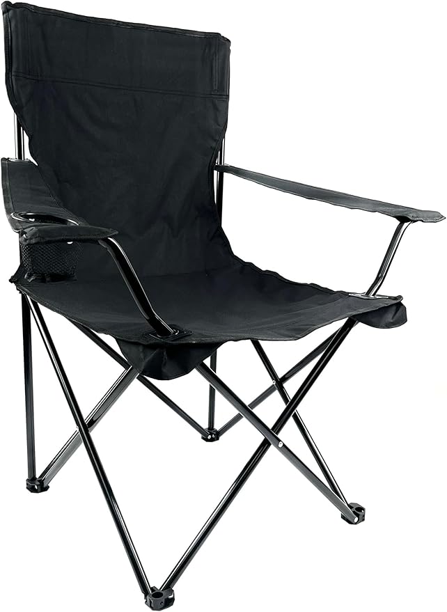 E-Z Living Folding Portable Outdoor Camping Chair[Large] (Black)