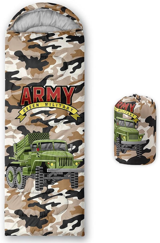 AILONEN Cartoon Car Sleeping BagsLightweight &amp Waterproof3 Season Warm &amp Cool WeatherCute Stars Printed Vehicles Transportation Sleeping Bags for BoysKidsAdults TravellingOutdoors