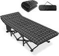 ATORPOK Camping Cot for Adults with Cushion Comfortable Portable Folding Bed for Sleeping Lightweight Folding Bed with Carry Bag for Kids Supports 450 lbs (Black)