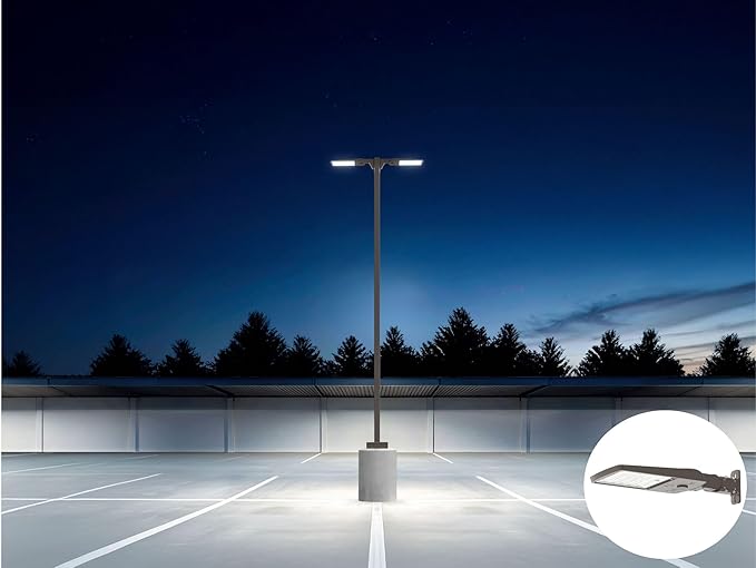 Lithonia Lighting LED Outdoor Area Light Fixture LED Parking Lot Light with Adjustable Brightness 3-in-1 Selectable White Color 4-in-1 Switchable Distribution UVOLT Wall or Pole Mount Bronze