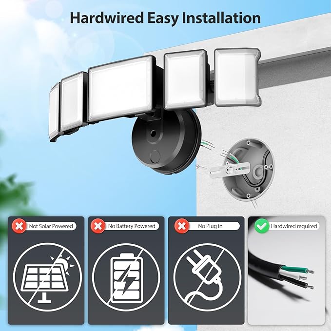 Olafus 180W Flood Lights Outdoor 18000LM Super Bright Security Lights with 5 Adjustable Heads IP65 Waterproof Hardwired Switch Controlled 6500K Aluminum LED Flood Light for House Yard Black