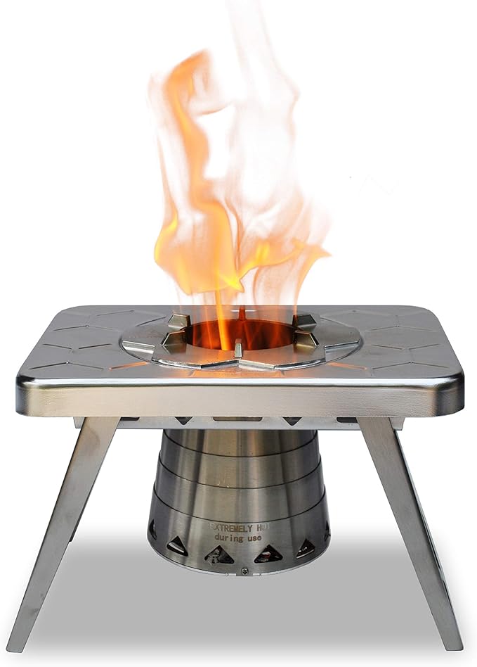 nCamp - Multi-Fuel Portable Camping Stove Portable Gas Stove Portable Wood Stove Single Burner Propane Stove Lightweight w/Collapsible Combustion Chamber (Stove Only). Mini-Stove Compact Stove