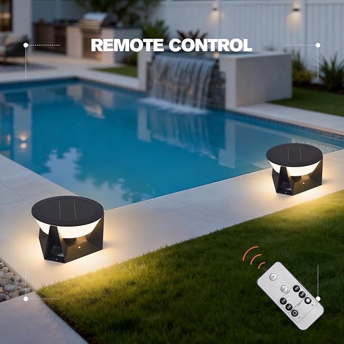 Solar Post Lights Outdoor 15 Solar Lamp Post Light IP54 Waterproof Pillar Lights Outdoor 3000K LED Modern Pillar Light Dusk to Dawn Column Lighting for Columns Patio Garden Entrance