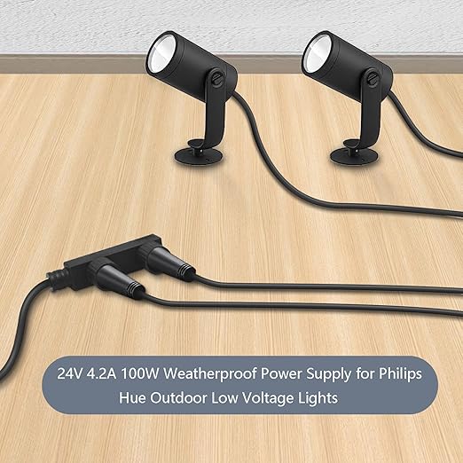 for Philips Hue Bridge Outdoor Low Voltage Lights Strip 24V 100W Power Supply Compatible with Philips Hue Lily Spot/XL Spot Calla Pedestal Econic Pathway Amarant Light Bar