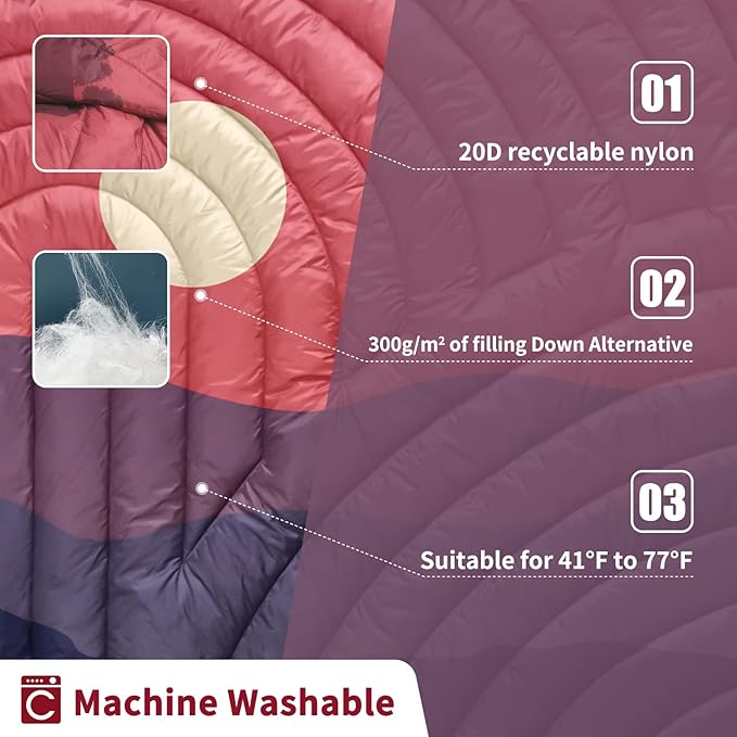 Camping BlanketLightweight Down Alternative Puffy Printed Camping Blanket Packable Outdoor Blanket for CampingTraveling Stadium Hiking Picnics