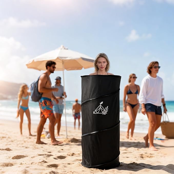 Pop up Changing Tent Portable Changing Room Shower Tent Privacy Portable Bathroom Collapsible Emergency Compact Dressing Room Tube with Carry Bag for Camping Beach or Outdoors (Black)