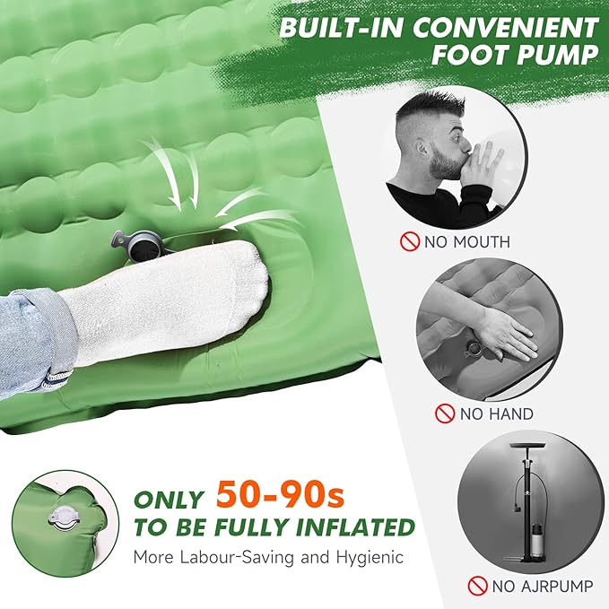 HiiPeak Sleeping Pad for Camping- Ultralight Inflatable Sleeping Mat with Built-in Foot Pump Upgraded Durable Compact Camping Air Mattress for Tent Backpacking Hiking