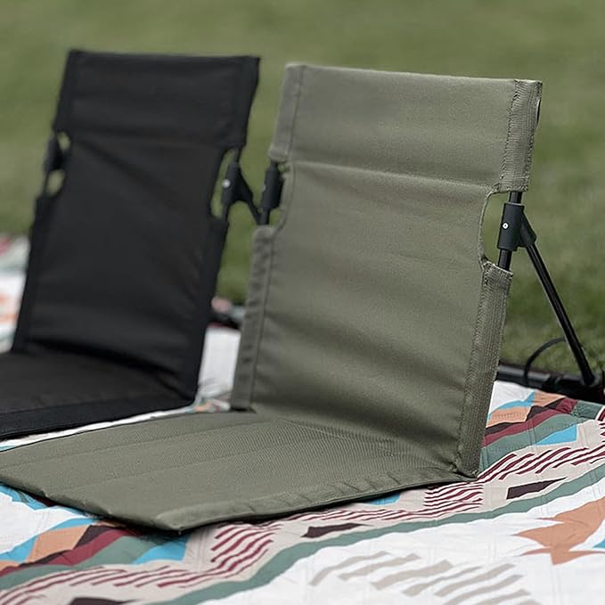 Outdoors Beach Loungers Beach Lounge Chairs Beach Chairs Portable Folding Beach Mat Lounge Chair with Oversized Zippered Pocket Adjustable Backrest Storage Pouch for Camping Beach (OD Green)