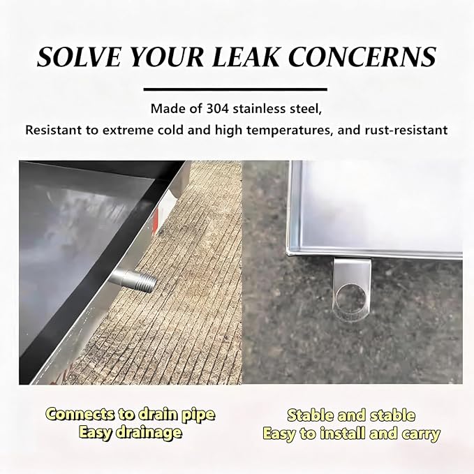 Heavy-Duty 4 High Condensate Drain Pan - 50x20cm (20x8in) Water Collection Tray for Air Conditioners Industrial Equipment Workshops Apartments &amp More