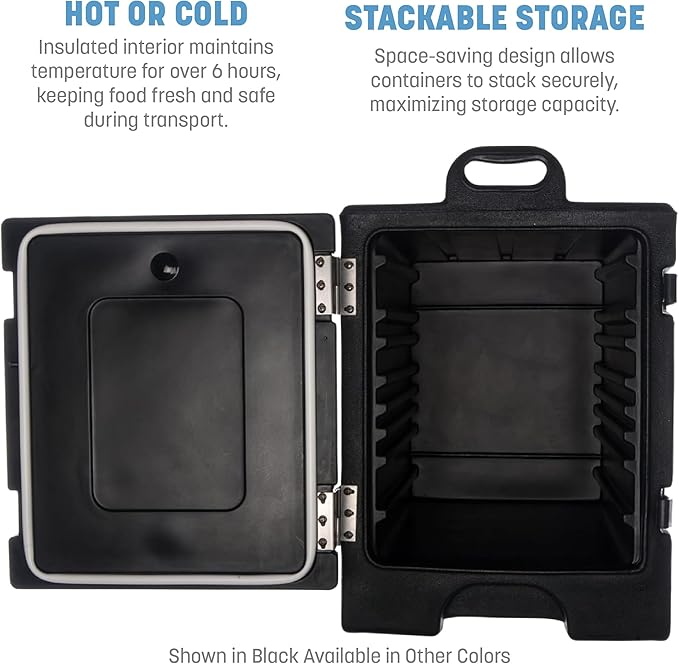 Carlisle FoodService Products Cateraide Insulated Front Loading Food Pan Carrier with Handles for Catering Events and Restaurants Plastic 5 Pans Forest Green