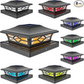 VOLISUN Solar Post Cap Light Outdoor Waterproof: RGB Color Changing - Solar Fence Cap Flashing Lights 8Pack Black for 4x4 5x5 6x6 Wooden Vinyl Post