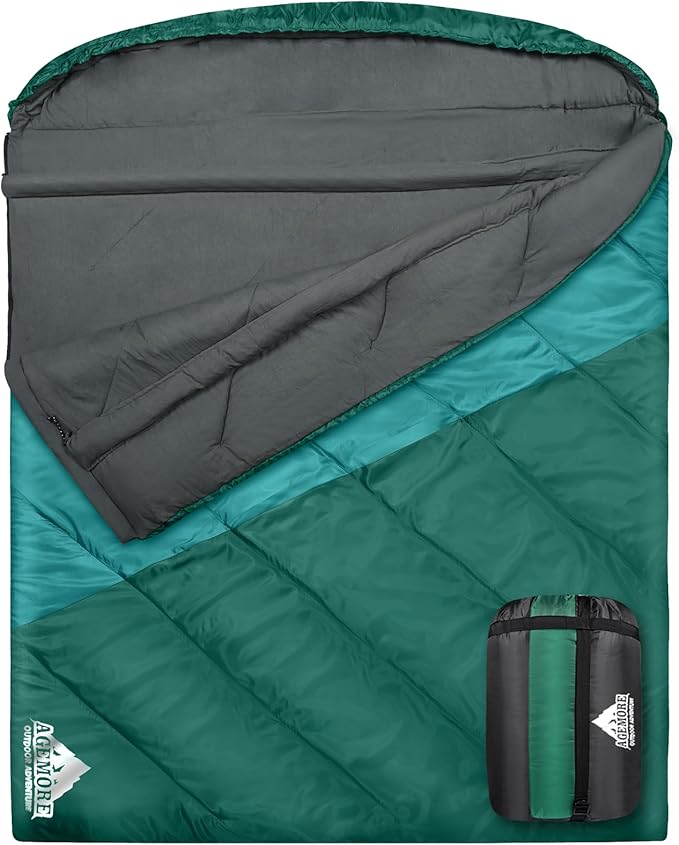 AGEMORE Sleeping Bag for Adults Single and Double Size Lightweight Waterproof XXL Sleeping Bag for Adults Kids Couples Camping Hiking Backpacking Or Traveling Warm &amp Cold Weather