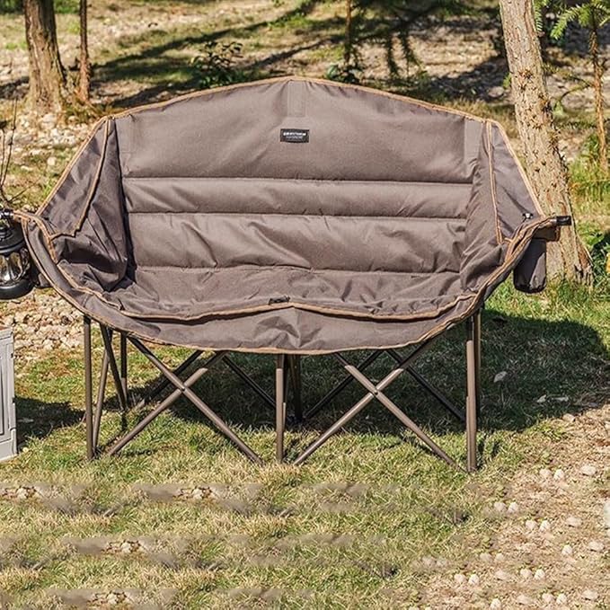Double-Layer Padded Double Folding Camping Chair Outdoor Chairs with Wide Seat Sleeping Chair for Fishing Hiking Travel Home(Gray)