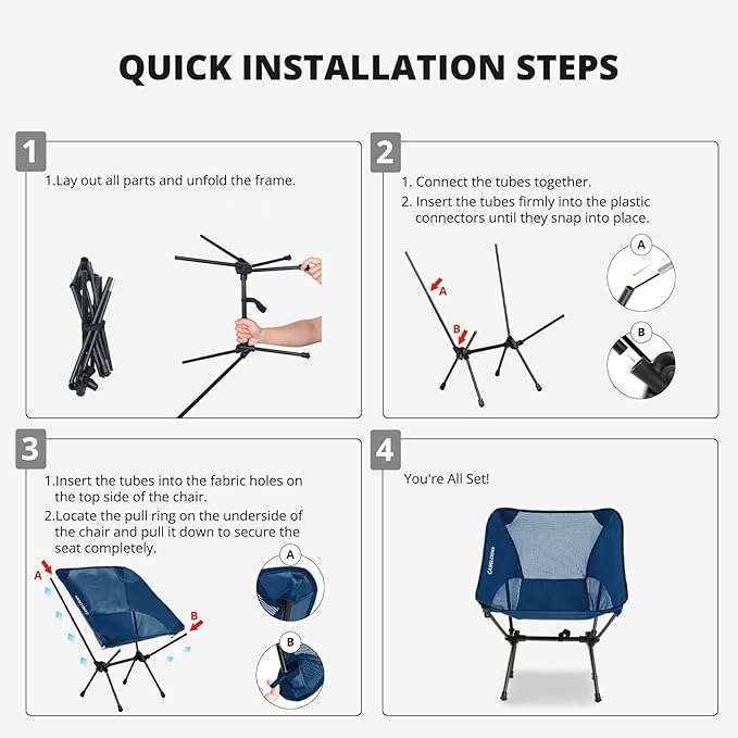 CAMEL CROWN Camping Chair Heavy Duty Backpacking Chair - Ultra-Light Folding Chair with Carry Bag Portable Compact for Outdoor Lawn Hiking Beach Picnic
