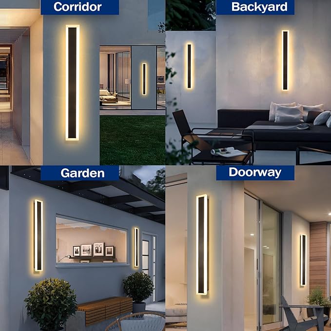 Porch Lights Outdoor 31.5 inch Outdoor Sconces Wall Lighting 3000K LED Modern IP65 Waterproof Linear Exterior Wall Light for Garage Porch Patio