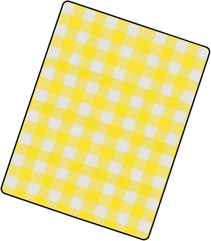 Picnic Mat with Yellow Grids Printing Foldable Thicken Camping Blanket Aluminum Film Insulated Lightweight and Portable for Outdoor Use