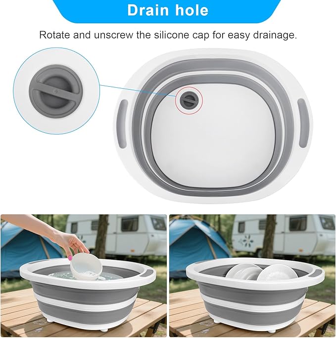 Collapsible Wash Basin for Baby Bottles Cutting Board for Kitchen 7.5L Bottle Wash Basin with Drain Plug