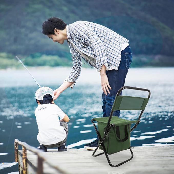 Portable Folding Chair with Storage Bag Lightweight Multi-Function Camping Stool for Fishing Travel Outdoor Leisure 18.11X10.62X8.26In