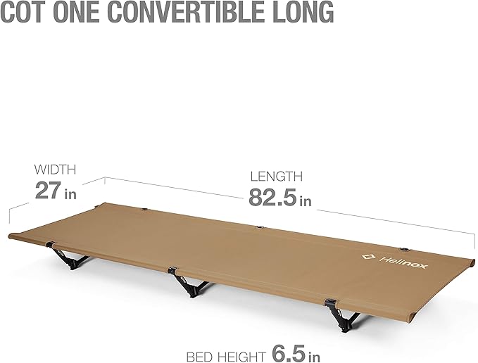 Helinox Cot One Lightweight Compact Collapsible Portable Camping Cot Long Coyote Tan