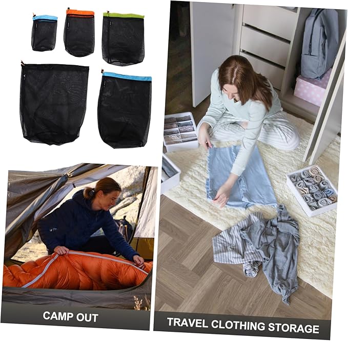 Toyvian 1 Set Reusable Polyester Mesh Storage Sack for Outdoor Gear Travel and Camping Compression Bags in Black Xl Xxl and Sustainable Storage