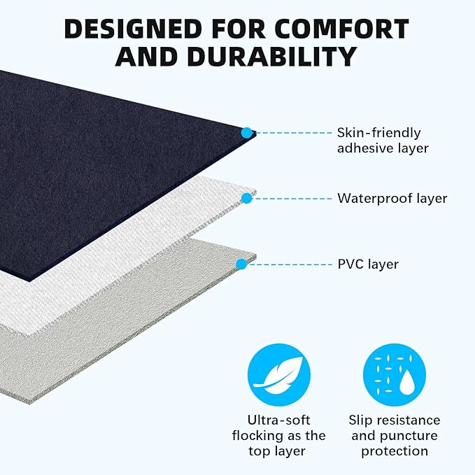 KMZ SUV Air Mattress with 2 Pillows – Thickened and Flocked Car Bed – Portable Travel Pad for Camping &amp Road Trips – Quick Inflate &amp Deflate with External Pump – Navy Blue+Light Gray