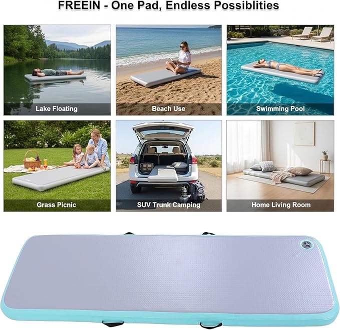 Air Mattress with Pump PVC Water Proof Airtight Portable Inflatable Air Bed for Camping Travel Guests Green 192x65x10cm