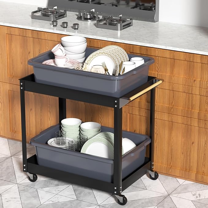 32 Liter Large Commercial Bus Trays Tote Box Grey Plastic Wash Basins Set of 4