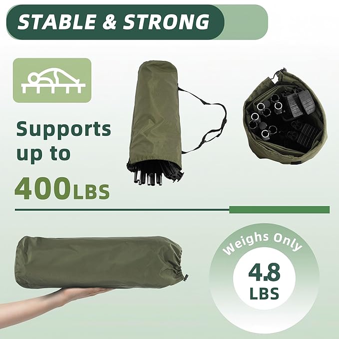 Elevon Camping Cot 28 Extra Wide Sleeping Cot Portable Folding Tent Camping Bed Compact for Outdoor Travel Base Camp Hiking Mountaineering Lightweight Backpacking 400lb Capacity