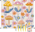 Waterproof Sandproof Beach Blanket 59''×68'' Fungal Mushrooms Polyester Outdoor Picnic Blanket with 4 Stakes &amp Storage Bag for BeachCampingVacation Flower
