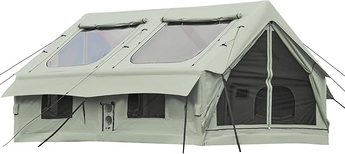 2026 Upgraded Inflatable Tents for Camping 6-8 Person Blow Up Tent with TPU Skylight Mesh Windows Stove Jack &amp Pump Easy Setup 4 Season Large Inflatable Tent Waterproof &amp Windproof