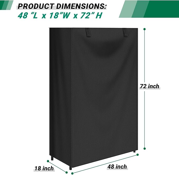 Storage Shelf CoverWaterproof Shelf Cart Cover Protective Outdoor Indoor Wire Rack Dust Cover with Zipper (48 Wx18 Dx72 H)
