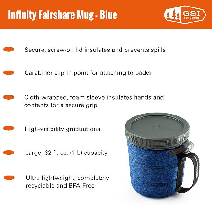GSI Outdoors Infinity Fairshare Mug I Lightweight BPA-Free Mug for Backpacking Camping &amp Outdoors
