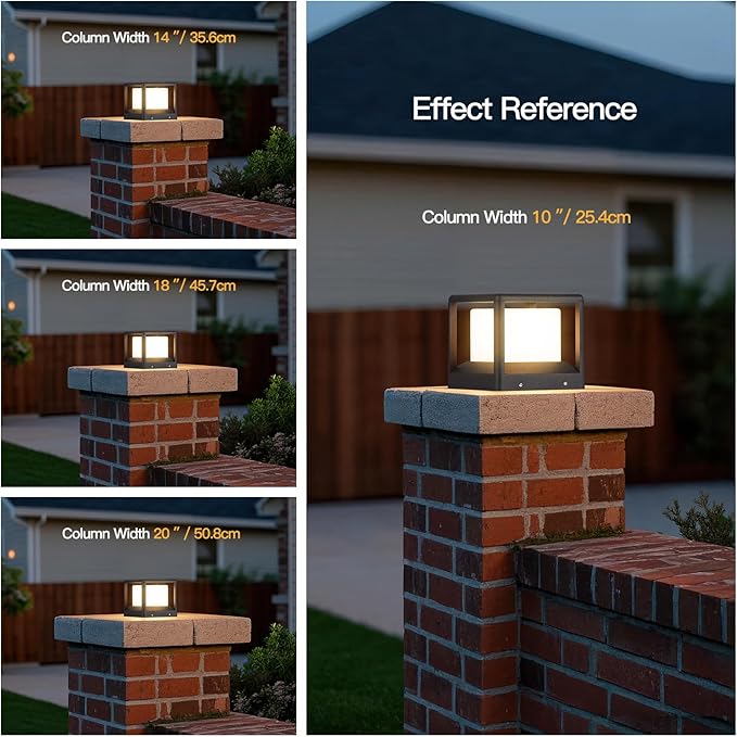 7.1 Outdoor Post Lights Pillar Lights Hard Wired AC100-240V Modern Column Light Waterproof Fence Deck Cap Lamp Fixture 3000K Landscape Lighting for Outside Patio Garden Gate Posts