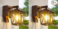 Ehaho Porch Lights with Outlet Dusk to Dawn Outdoor Light Built-in Waterproof Anti-Rust Lantern Outside Light with GFCI Outlet Wall Sconce Light with Plug for Front Door (Brown 1 PC) (Pack of 2)