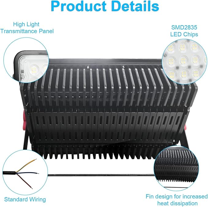 400W Led Outdoor FloodLight Exterior Flood Lights Led Stadium Lights Plug in Flood Light for Yard GardenPlaygroundLawn Garages Basketball Court Stadium(Wiring Type No Plug)