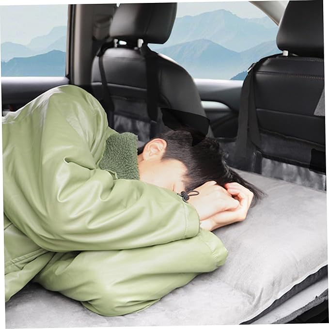 Car Mattress Flannel 4-Fold Non Inflatable Car Sleeping Bed Backseat with Storage Bag Portable Soft 50x16 in Back Seat Extender for Truck Fishing Camping Beach (Black) Sports