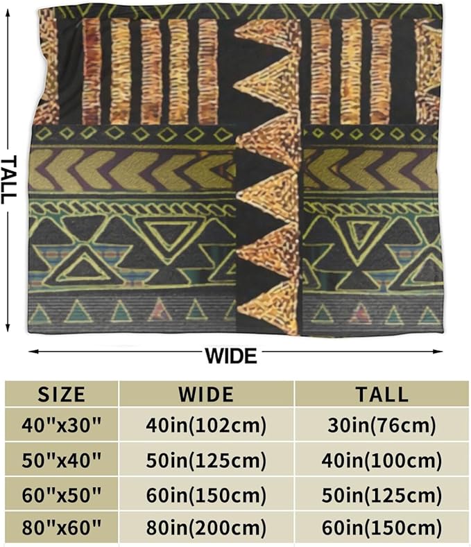 80X60 Afrocentric Tribal Motif Pattern Print 2 Lightweight Flannel Blanket - Soft and Breathable Polyester Suitable for Travel Camping and Home Decoration