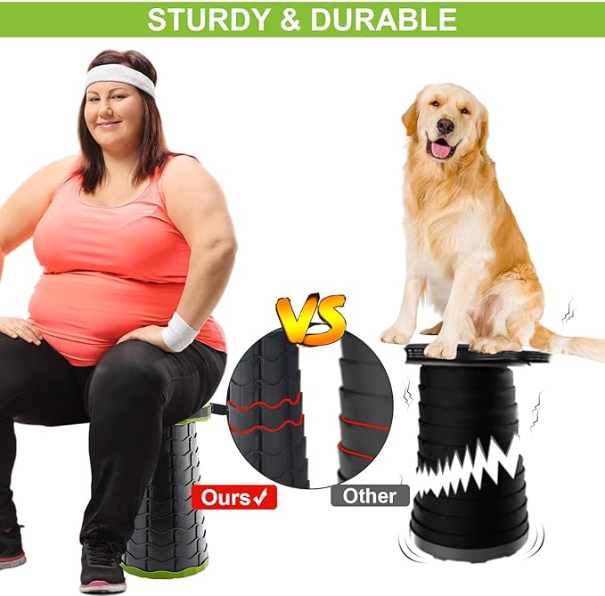 Upgraded Collapsible Stool Lightweight But SturdyPortable Collapsible Stool Retractable Stool for Fishing Hiking Tours BBQ Parties Outdoor Activities