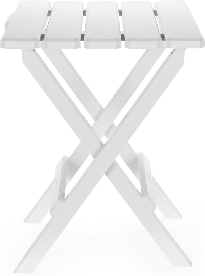 Camco 51695 White Large Adirondack Portable Outdoor Folding Side Table Perfect for The Beach Camping Picnics Cookouts and More Weatherproof and Rust Resistant