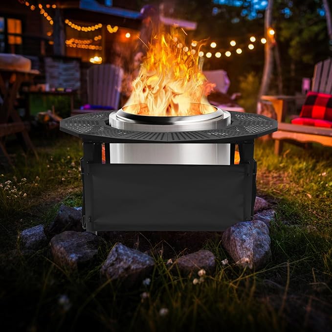 48 Inch Fire Pit Bonfire Surround for Solo St ove Yukon Circular Safety Protection Equipped with a Safety Support Frame to Prevent Direct Contact with The Ground