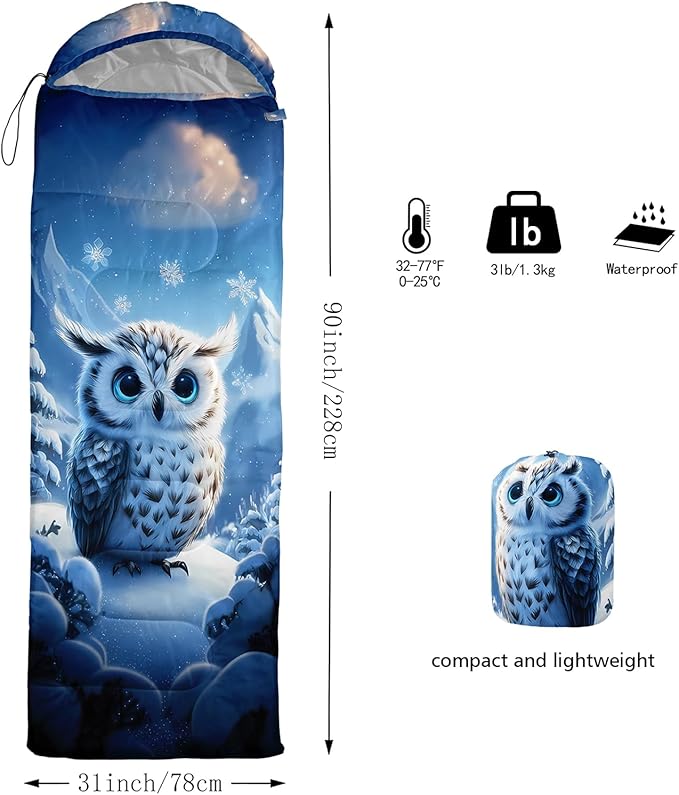 AILONEN Cartoon Camping Sleeping Bag for Boys Girls AdultsLightweight &amp Waterproof3 Season Warm &amp Cold WeatherPortablePrinted Sleeping BagTravelingCampingHiking