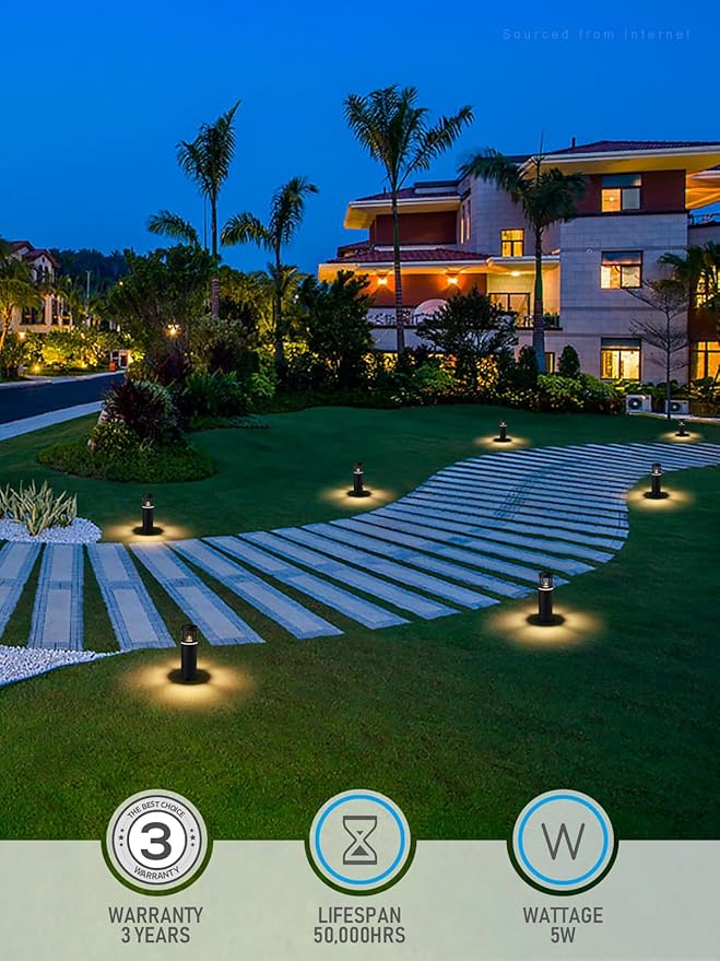 LEONLITE RGB Low Voltage Pathway Lights 5W 12V AC/DC Path LightingUnique Light Pattern Aluminum Housing IP65 Waterproof for Outdoor Path Sidewalk Walkway 3000K Warm White Pack of 4